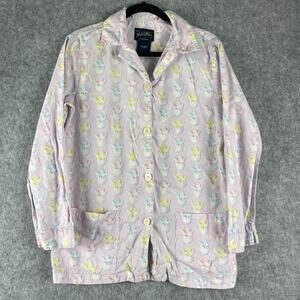 Nick and Nora Pajama Top Womens Small Purple Chick Egg Pastel Cotton Easter